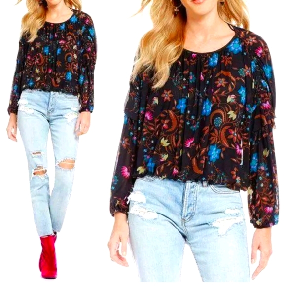 Free People Tops - Free people xsmall wildflower honey mesh blouse.. All sales are final